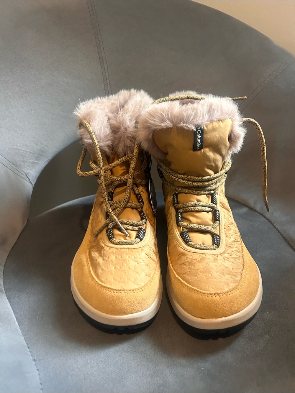 Columbia Womens' Yellow Winter Boots with Faux Fur Trim